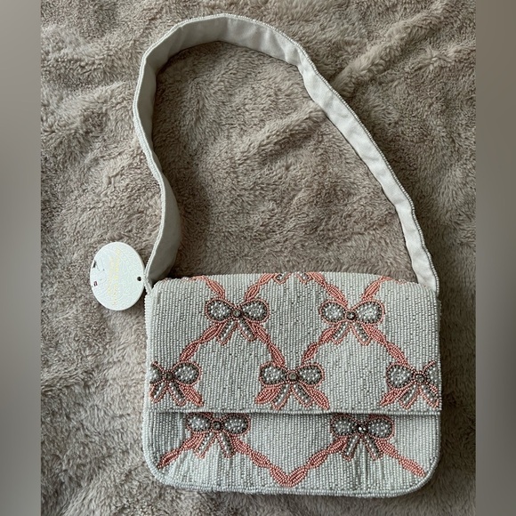 NWT Altar’d State Beaded Bag Cream and Pink Bows - Picture 13 of 13